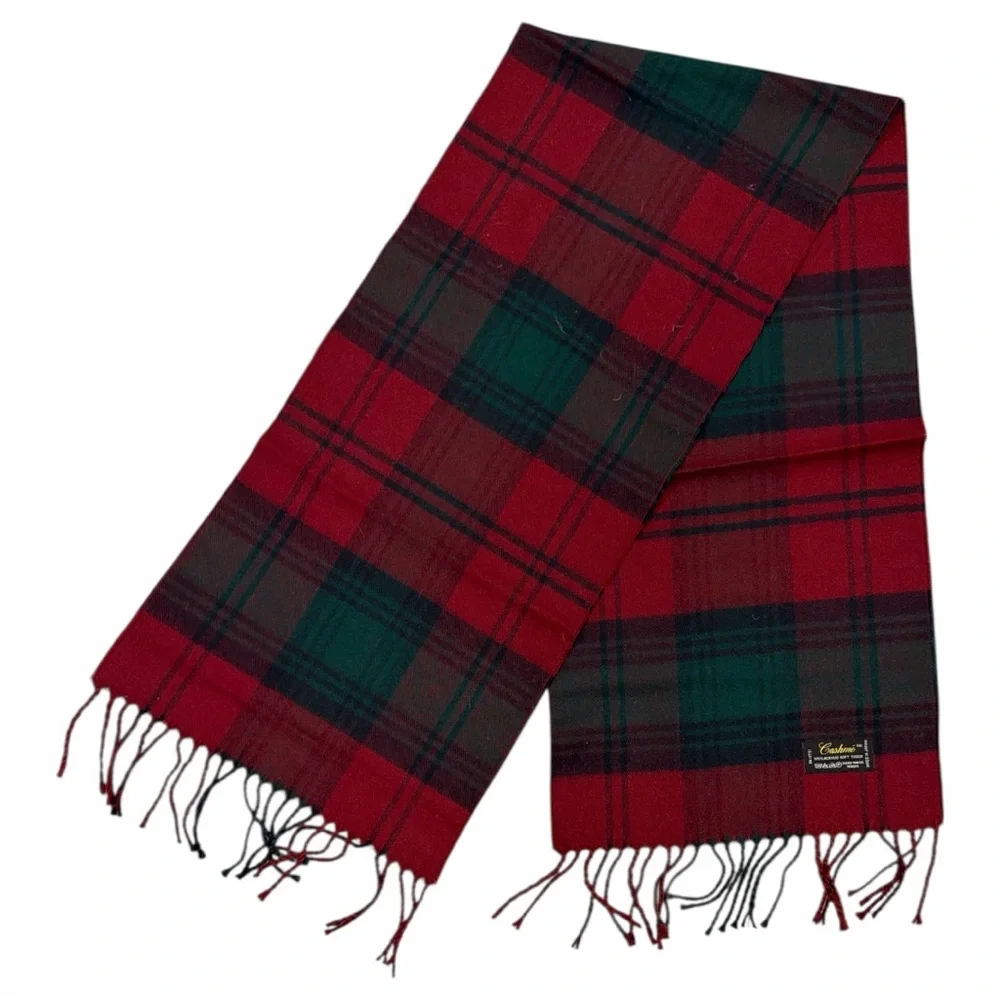 Cashme Acrylic Fringed Tartan Scarves - Set‎ of 2